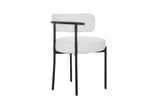 ZNTS Modern White Premium Teddy Upholstered Dining Chair with Black Metal Frame W1315126002
