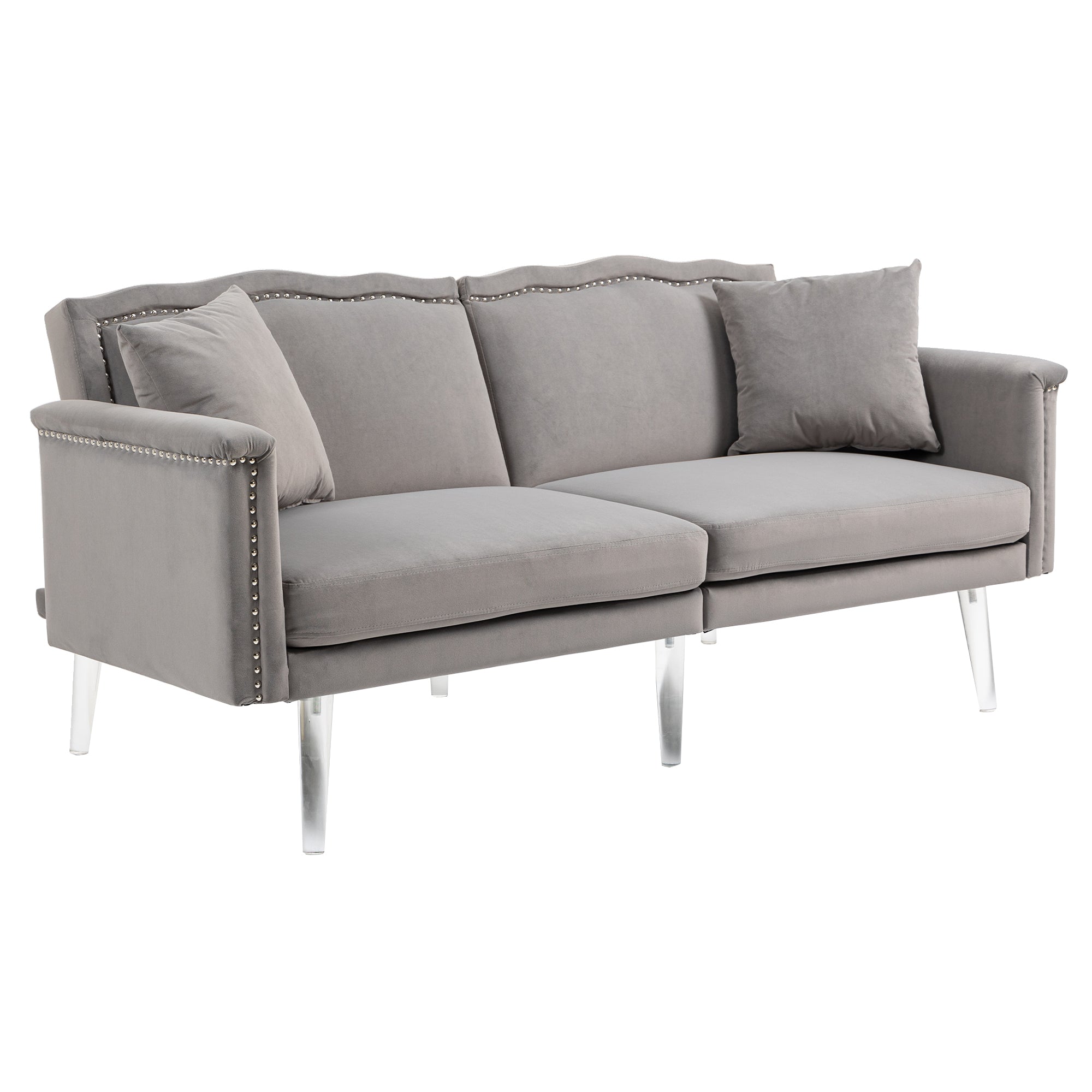 ZNTS COOLMORE Couches for Living Room Mid Century Modern Velvet Love Seats Sofa with 2 Pillows, Loveseat W153985000