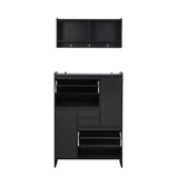 ZNTS ON-TREND Multi-Functional Shoe Cabinet with Wall Cabinet, Space-saving Design Foyer Cabinet with 2 WF313571AAB