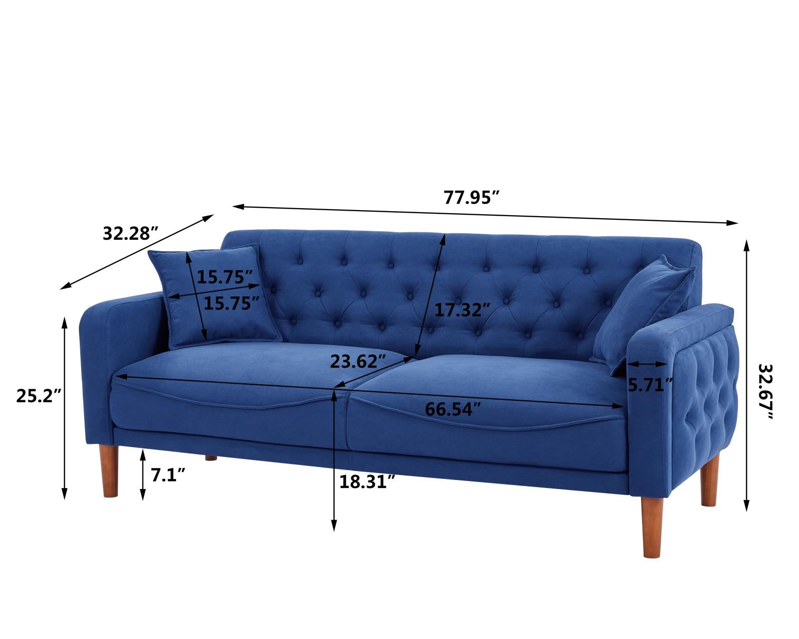 ZNTS 77.95 "Sponge Cushioned Sofa - Blue 14613599