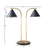 ZNTS 2-Light Metal Table Lamp with Chimney Shades B03596584