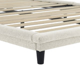 ZNTS Full Size Upholstered Bed with Light Stripe, Floating Platform Bed, Linen Fabric,Beige WF315910AAA