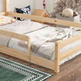 ZNTS Twin Size Wood bed with House-shaped Headboard Floor bed with Fences,Natural W504130507