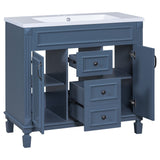 ZNTS 36'' Bathroom Vanity without Top Sink, Royal Blue Cabinet only, Modern Bathroom Storage Cabinet with WF305078AAC