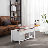 ZNTS Lift Top Coffee Table Modern Furniture Hidden Compartment and Lift Tabletop Brown White 71671201