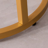 ZNTS Modern C-shaped end/side table,Golden metal frame with round marble color top-15.75" 52272961