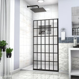 ZNTS Shower Door 34" W x 72" H Single Panel Frameless Fixed Shower Door, Open Entry Design in Matte Black W124343778