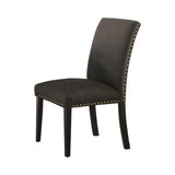 ZNTS Dining Room Chairs Ash Black Polyfiber Nail heads Parson Style Set of 2 Side Chairs Dining Room B01153265
