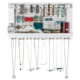 ZNTS Jewelry Manager - Wall Mounted Jewelry Stand With Detachable Bracelet Bar, Shelf And 16 Hooks 10016356