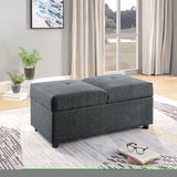 ZNTS Gray Color Stylish 1pc Storage Ottoman Convertible Chair Foam Cushioned Fabric Upholstered Solid B01166425