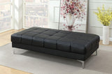 ZNTS Black Bonded Leather Extra large Ottoman Metal Legs 1pc Ottoman HSESF00F7228