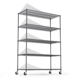 ZNTS 5 Tier 6000lbs Heavy Duty Adjustable Storage Rack Metal Shelf Wire Shelving Unit with Wheels & Shelf W155083056