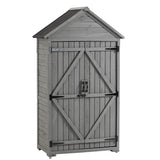 ZNTS Outdoor Storage Cabinet, Garden Wood Tool Shed, Outside Wooden Shed Closet with Shelves and Latch W142291651