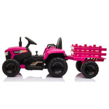 ZNTS 12V Kids Ride On Tractor with Trailer, Battery Powered Electric Car w/ Music, USB, Music, LED W104158319