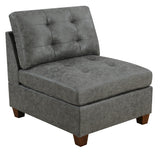 ZNTS Living Room Furniture Tufted Armless Antique Grey Breathable Leatherette 1pc Cushion Armless B011127812