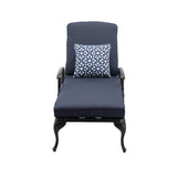 ZNTS Chaise Lounge Outdoor Chair with Navy Blue Cushions, Aluminum Pool Side Sun Lounges with Wheels W1152110448