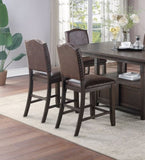 ZNTS Classic Design Rustic Espresso Finish Faux Leather Set of 2pc High Chairs Dining Room Furniture B011P160104