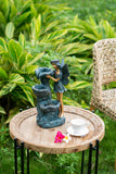 ZNTS 7.7x4.7x14.2" Decorative 3 Tier Water Fountain with Fairy and LED Light, for Indoor Tabletop and W2078138939