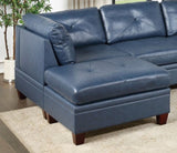 ZNTS Contemporary Genuine Leather 1pc Ottoman Ink Blue Living Room Furniture B01156168