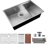 ZNTS 32 x 18 inch Undermount Workstation Sink, Stainless Steel Single Bowl Kitchen Sink 18 Gauge W138657740