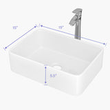 ZNTS 19"x15" Rectangle Bathroom and Faucet Combo Modern Above White Porcelain Ceramic Vessel Vanity W124366944