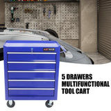 ZNTS 5 DRAWERS MULTIFUNCTIONAL TOOL CART WITH WHEELS-BLUE W1102107323