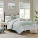 ZNTS 5 Piece Seersucker Comforter Set with Throw Pillows B035128846