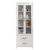 ZNTS FCH MDF Spray Paint 2 Glass Doors 2 Pumping Bathroom Cabinet White 40982638