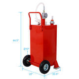 ZNTS 30 Gallon Gas Caddy With Wheels, Fuel Transfer Tank Gasoline Diesel Can Reversible Rotary Hand W46568159
