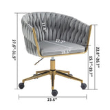 ZNTS Modern design the backrest is hand-woven Office chair,Vanity chairs with wheels,Height W2215P147915