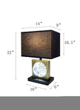 ZNTS 22"H GOLD SQUARE W/ BLACK SHADE CRYSTAL CENTERPIECE WITH NIGHT LIGHT, USB Port + Power Outlet B080119361