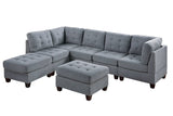 ZNTS Living Room Furniture Tufted Armless Chair Grey Linen Like Fabric 1pc Armless Chair Cushion Nail B011119655