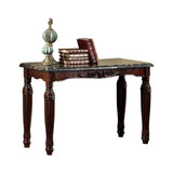 ZNTS Traditional Espresso Solid wood Sofa Table Faux Marble Top Intricate design Living Room Furniture B01151377