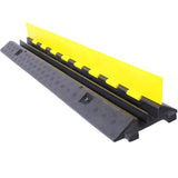 ZNTS Cable Protector Ramp, 2 Channels Speed Bump Hump, Rubber Modular Speed Bump Rated 11000 LBS Load W465121322