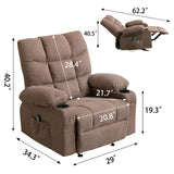 ZNTS Vanbow.Recliner Chair Massage Heating sofa with USB and side pocket 2 Cup Holders W1807105153