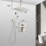 ZNTS Ceiling Mounted Shower System Combo Set with Handheld and 10"Shower head W92850253