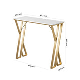 ZNTS 47" Modern High White Bar Table with Golden Double Pedestal WF322495AAG