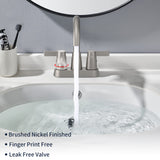 ZNTS Bathroom Faucet Brushed Nickel 2-Handle Bathroom Sink Faucet 360 Degree High Arc Swivel Spout 60669503