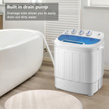 ZNTS Compact Twin Tub with Built-in Drain Pump XPB46-RS4 13Lbs Semi-automatic Twin Tube Washing Machine 34059682