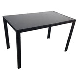ZNTS Simple Assembled Tempered Glass & Iron Dinner Table Black 20824867