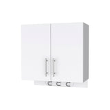 ZNTS Carmelita 2-Door 2-Shelf Wall Storage Cabinet with Hangers White B062103266