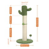 ZNTS Cactus Cat Tree Cat Scratcher with Sisal Scratching Post and Interactive Dangling Ball For Indoor 22688819