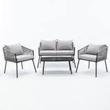 ZNTS Metal 4 - Person Seating Group with Cushions W1104102235
