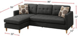 ZNTS Black Polyfiber Sectional Sofa Living Room Furniture Reversible Chaise Couch Pillows Tufted Back B01149143