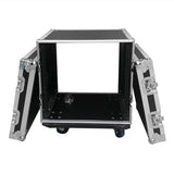 ZNTS 19" 10U Single Layer Double Door DJ Equipment Cabinet Black & Silver 43006598