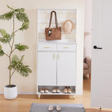 ZNTS Entryway Bedroom Armoire,Shoe Cabinet,Wardrobe Armoire Closet, Drawers and Shelves, Handles, Hanging 71384021