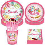 ZNTS Candyland Plates Colorful Candies Lollipops Disposable Paper Plates Party Supplies Happy Birthday 11870697