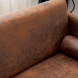 ZNTS 97*71*74cm 1.5 Seats Hot Stamping Cloth Surrounding Chair With Pillow Indoor Circle Chair Dark Brown 03794219