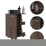 ZNTS Bartlet 2-Shelf 6-Bottle Bar Cart with Division Dark Walnut B06280456