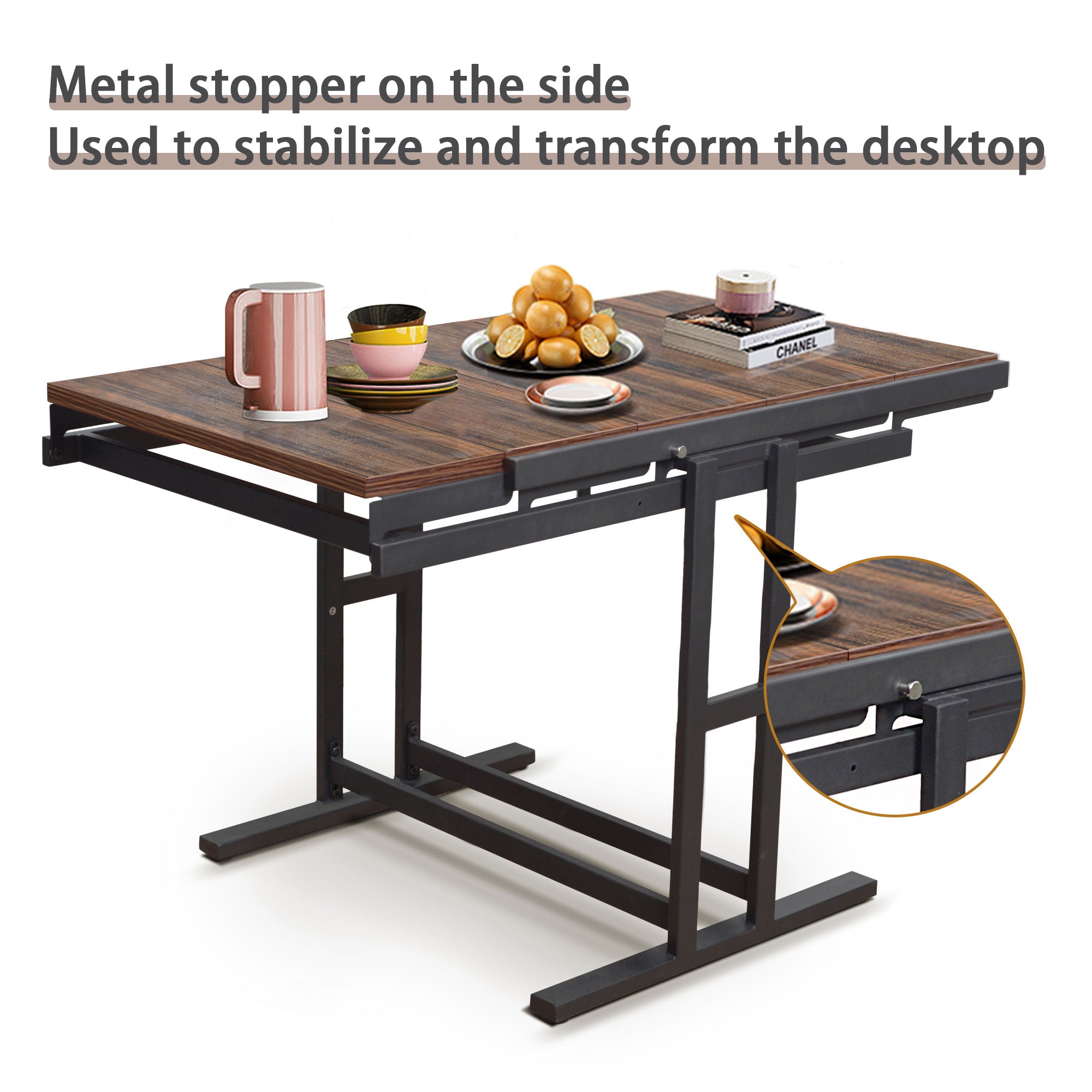 ZNTS Dining Multifunctional solid wood folding conversion/folding shelf can be used as dining GLT12070